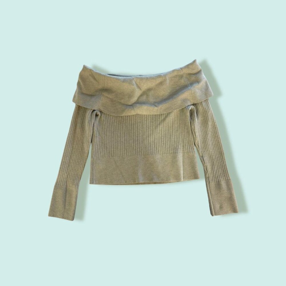 Wild Fable Women's Green Off the Shoulder Sweater